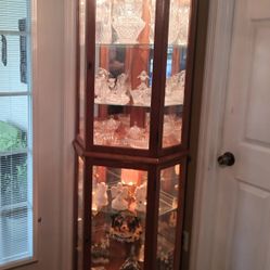 Corner Oak Curio Cabinet 