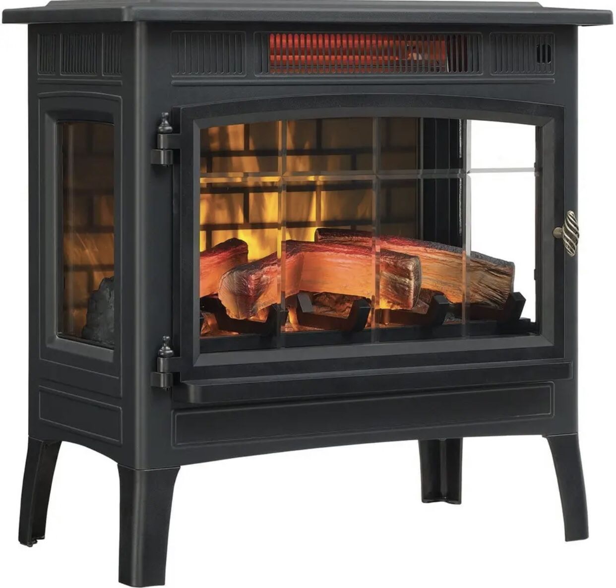 Duraflame Black Infrared Electric Fireplace Stove with Remote Control DFI-5010-01 Nice 3D Flame Effect! 5,200 BTU heater! heating for up to 1,000 Sqft