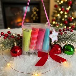 M&U Sparkle Lip Gloss Set with Handbag, 12Pcs Assorted Flavors Hydrating Lip Balm Party Favor Make-up for Kids and Teens Ages 5+