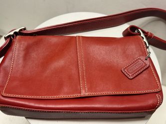 vintage red leather Coach bag,