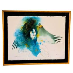 Mirac Creepingbear Original “Messenger” Watercolor, Framed