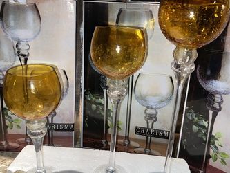 GLASS CUPS SET -3 PIECES-DECORCENTERPICES,WEDDINGS,PROPS,HOME