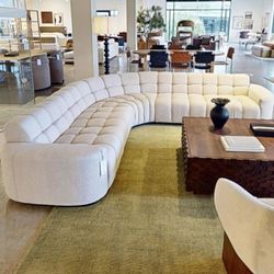 Free Delivery NEW IN-BOX AllModern Curved Sectional, Oatmeal Performance Fabric (Retail $5,599+tax)