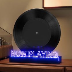 Now Playing Vinyl Record Stand- Simulated Vinyl Design with 7-Color Changing Lights,A Stylish Accent for Record Storage Areas, Perfect for Display and