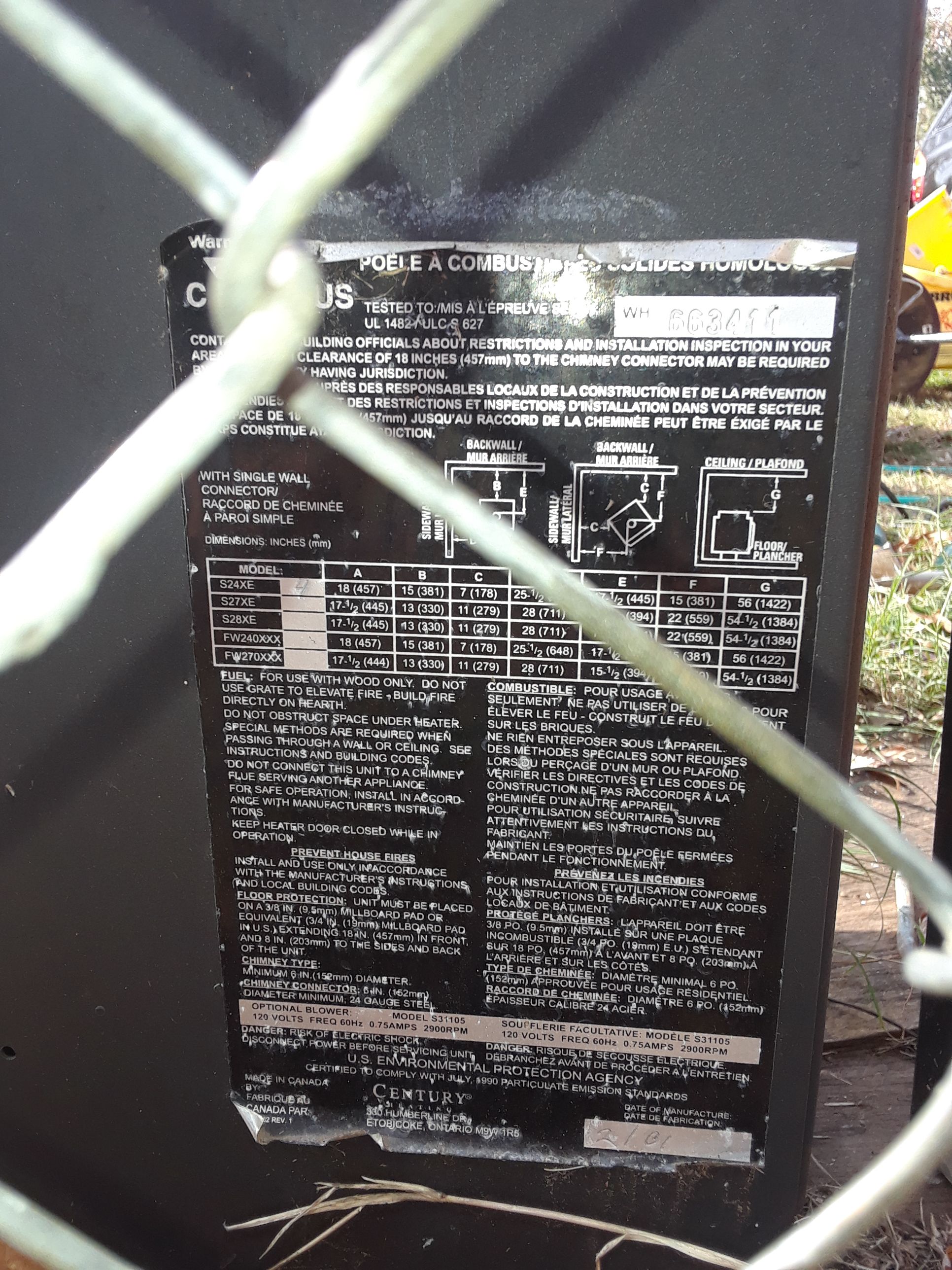 Century heating wood stove