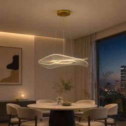 Gold Modern Nordic Lotus Leaf Acrylic LED Pendant Light Chandelier 3-Color Temperature