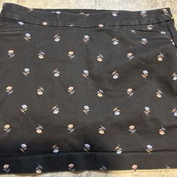 Black And Floral Skort