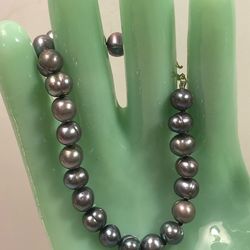 NIB 14Kt Yellow Gold 7mm Peacock Pearl 7” Bracelet