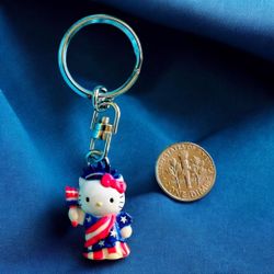 Rare Vintage Hello Kitty Sanrio Keychain Patriotic Statue of Liberty NWOT