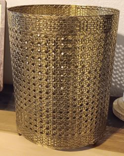 Vintage Regency Gold Tone Filigree Wastebasket 10"H x 8.5"W.