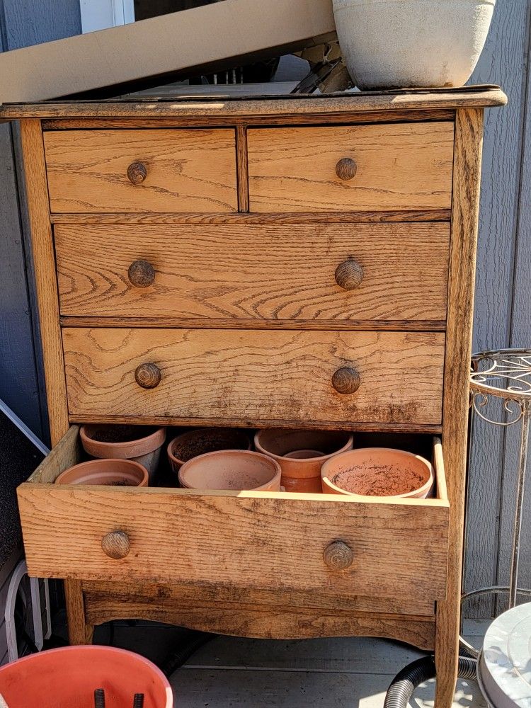Antique old dresser used outdoors