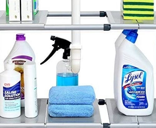 Under Sink 2 Tier Expandable Shelf Organizer