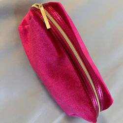 Lancome Paris Makeup Luxurious Pink Velvet and Gold Accents Cosmetic Bag