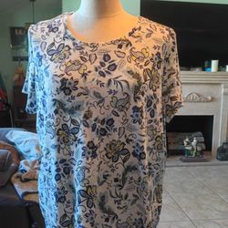 Laura Scott Print Top Size 1X 