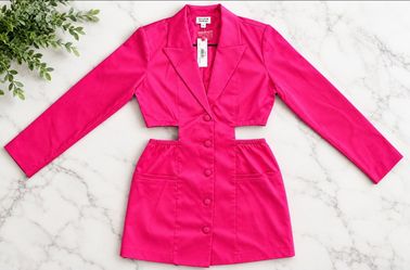 🔥 NWT Romeo Hunte x The Drop Hot Pink Cutout Blazer Dress M
