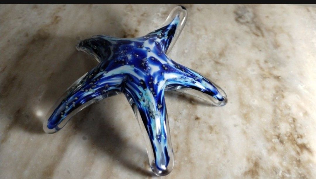 BLOWN GLASS WALKING STAR FISH PAPERWEIGHT - FIGURINE 4.5" - V81