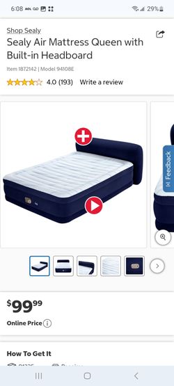 Sealy Air Mattress Queen with Built-in Headboard $75