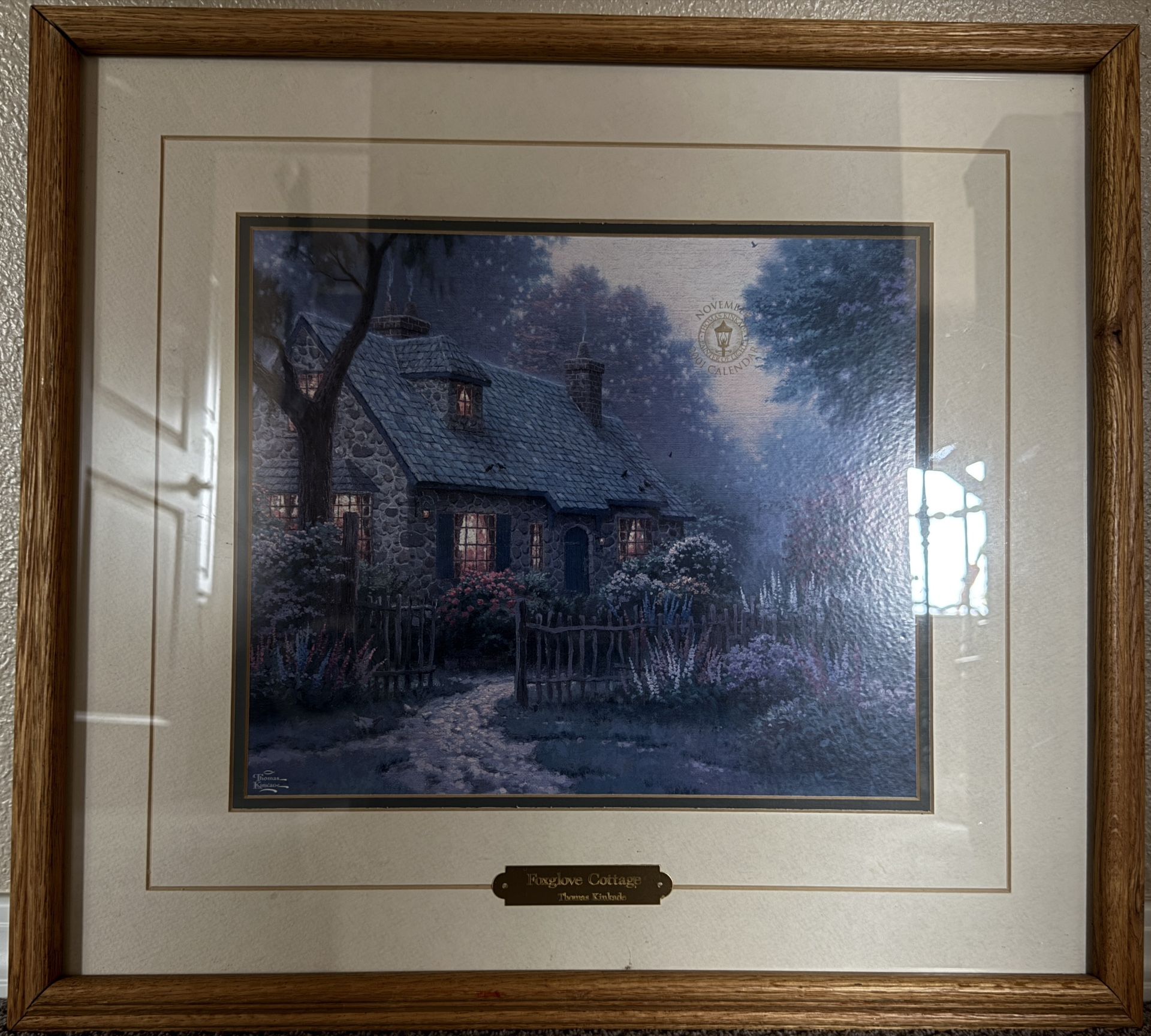 Thomas Kinkade “Foxglove Cottage” Print – 11x13 – Framed Artwork