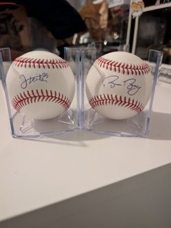 Texas rangers Jack leiter and Bruce Bochy autographed balls