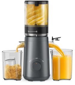 TUUMIIST Cold Press Juicer Machine, 5.8 Inch Extra Large Feed Chute for Whole Fruits, Easy to Clean Slow Juicer, High Yield, BPA Free - Grey