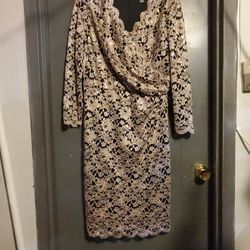 Jessica Howard Gold Sequin lace long Sleeve Dress