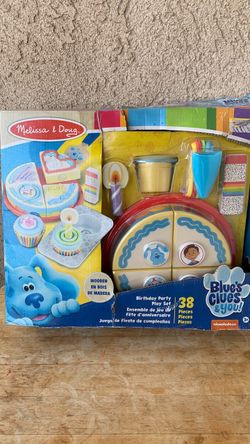 MELISSA & DOUG BLUE’S CLUES & YOU BIRTHDAY PARTY PLAY SET PIECES MADE OF WOOD