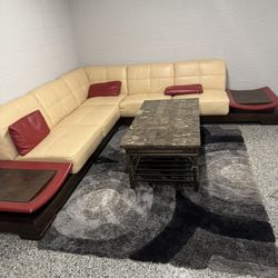 Genuine Leather Couch With Rug, And Coffee Table!!!