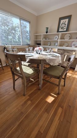 Vintage Dining Table, Chairs & Buffet