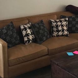 81” Brown Leather Couch