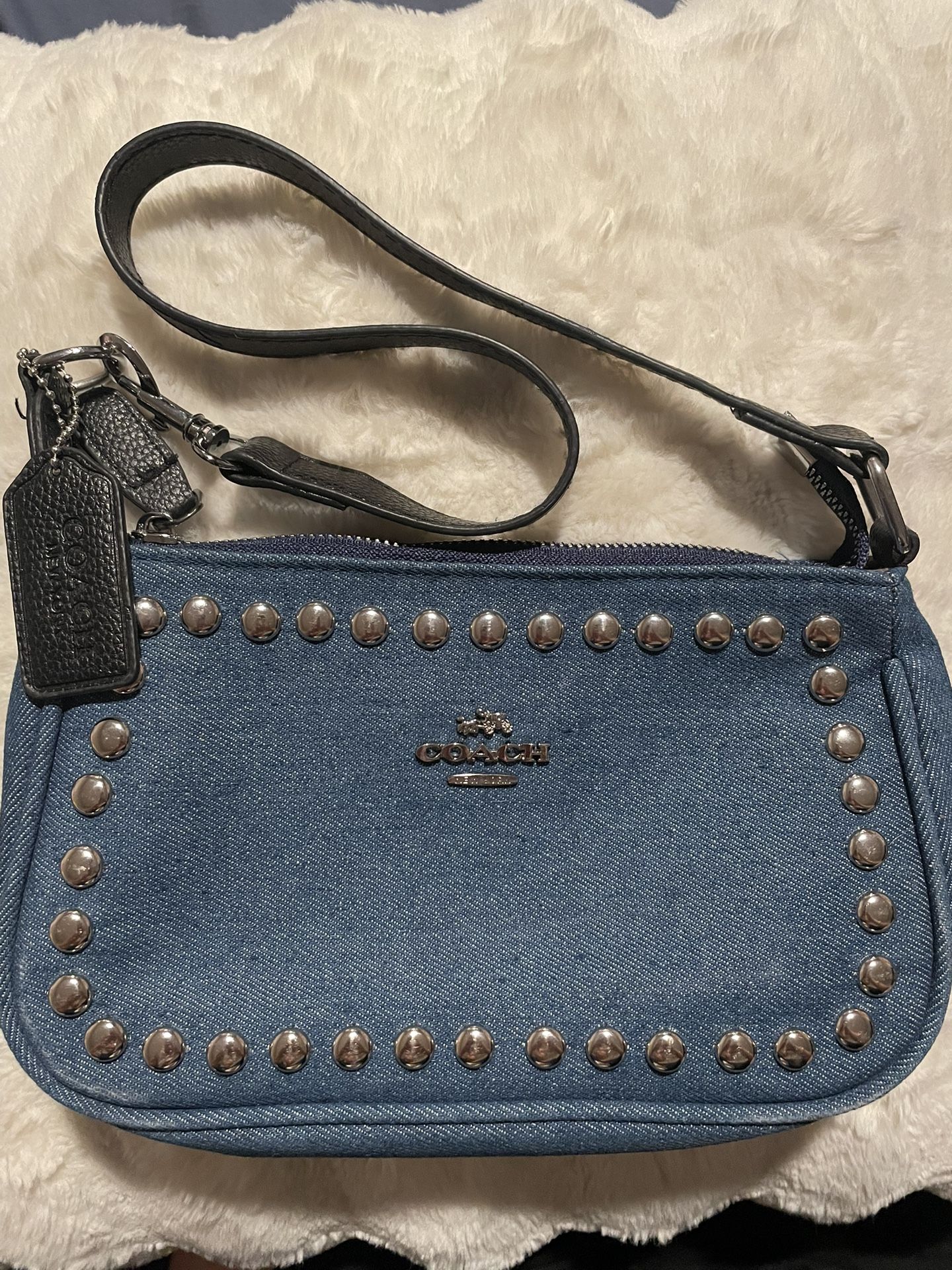 Coach Studded Denim Shoulder Bag