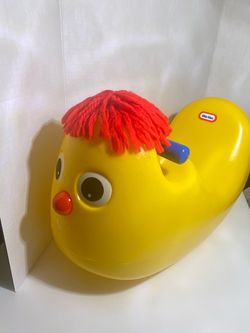 Vintage Little Tikes Ollie Rocker, Yellow with Red Hairr