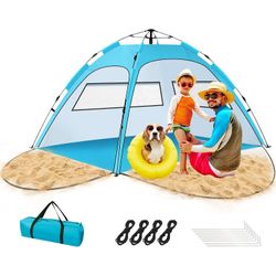 Beach Tent for 1-2 Person, Sun Shelter Tent with UV 50+ SPF50+ (Blue)