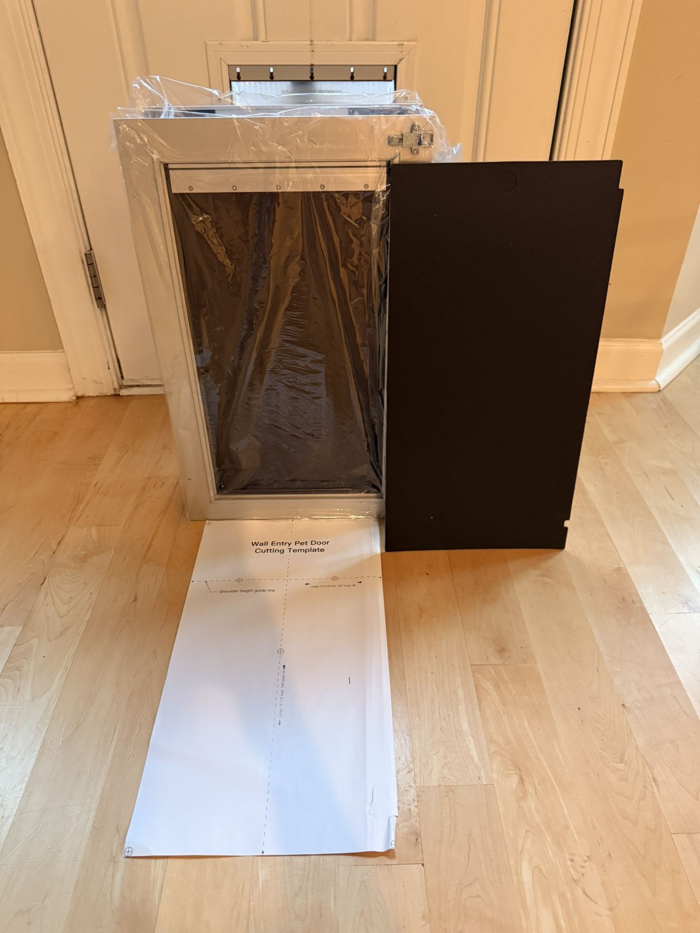 NEW in box Heavy Duty All Aluminum Large Dog Door for Wall, with 2 Magnetic Flaps