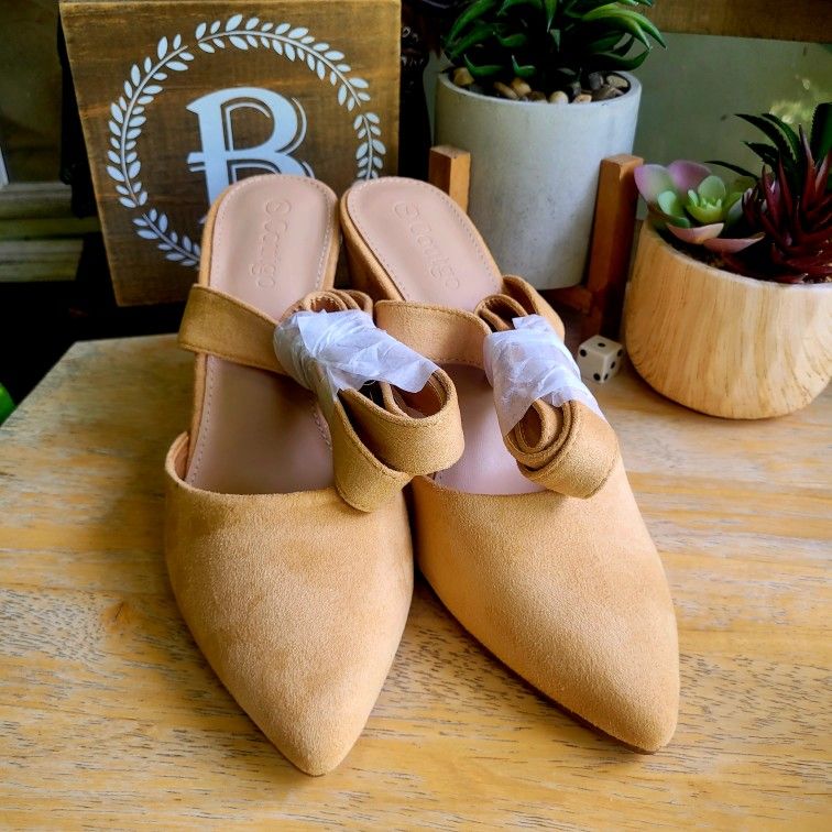 Coutgo Women's Chunky Heel Mules