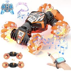 Remote Control Twist Racing Car Toys, Double Sided Rotating Off-Road Vehicle 360° Flips with Lights Music