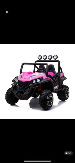 New Big 4X4 24V Buggy Ride On UTV Rubber Tires w/ parental Remote & RIDE on car - Pink