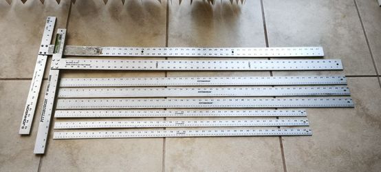 Lot of 1 Pittsburg & 1 Johnson 48" Drywall T-Square + 6 Pittsburg Straight 40"/48"