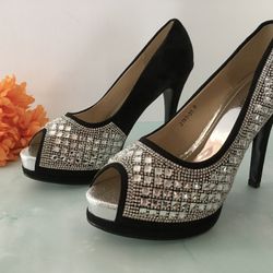 Rhinestone Heels, Size 9