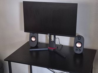 Desk And Monitor Also With speakers Combo
