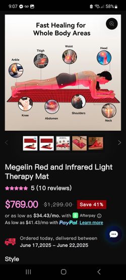 Megelin Red Therapy Mat