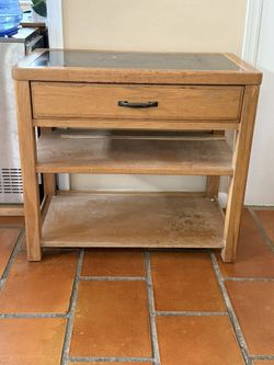 Storage Table Or night Stand with drawer and shelf - granite/marble top