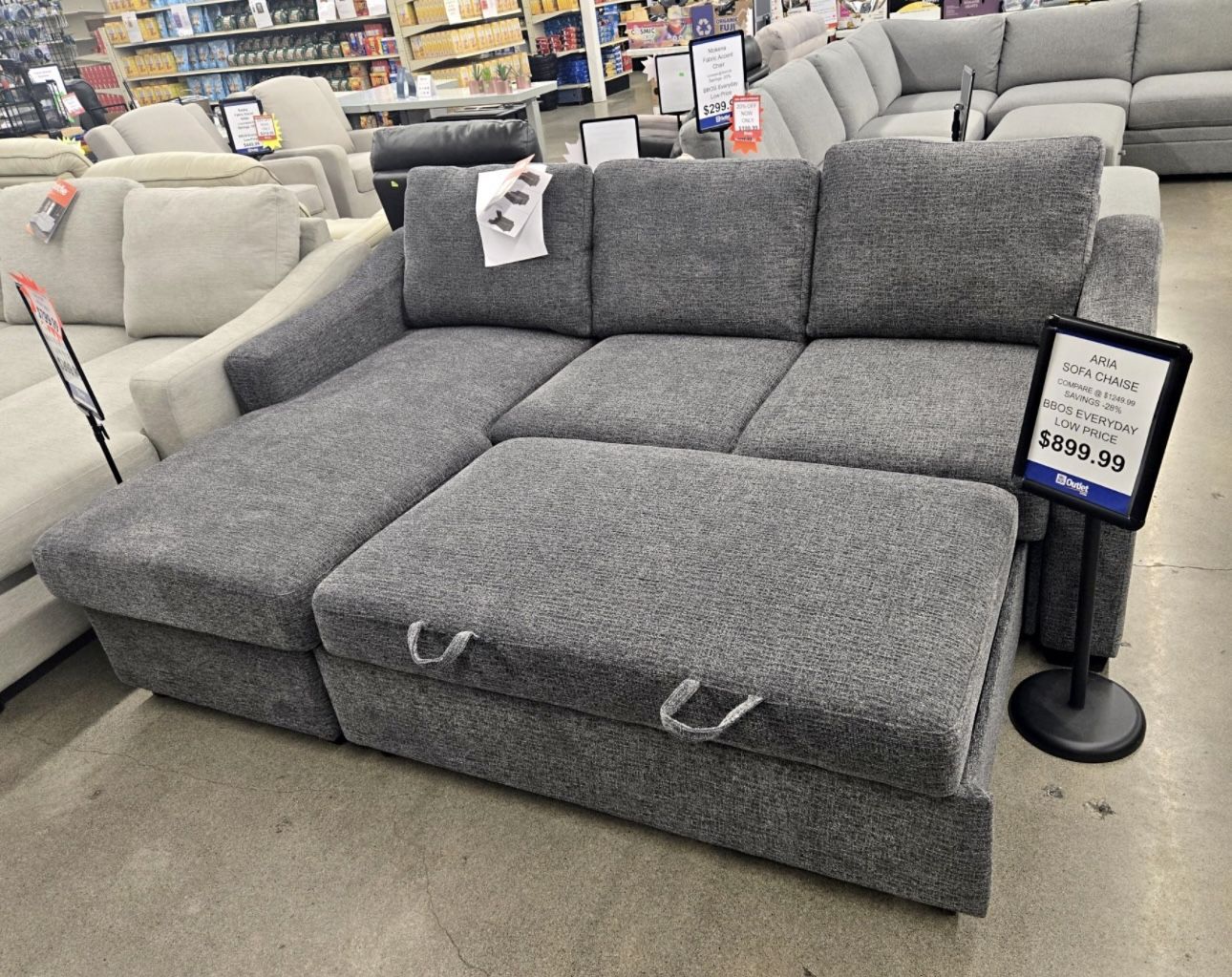 Aria Brand Gray Microfiber Sectional Sleeper Sofa Couch 