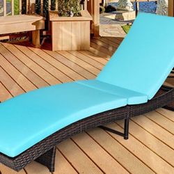 2 Adjustable Rattan Chaise Lounge Chairs 