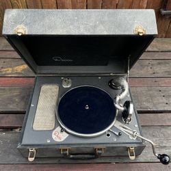 Phonograph Record Player Antique Vintage Decca Salon 105  With Vinyl Records