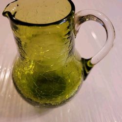 MCM  Blenko Art Crackle Glass Mini Pitcher