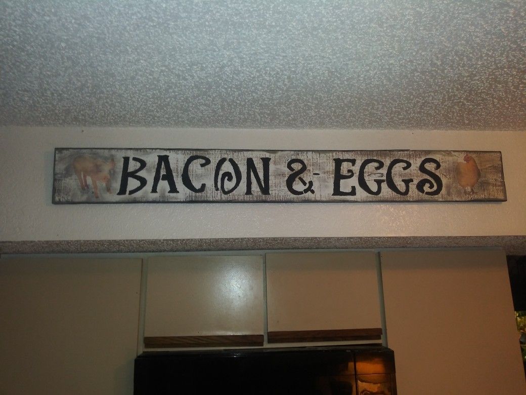 Rustic sign. 4 ft wide.. 5.5 in tall