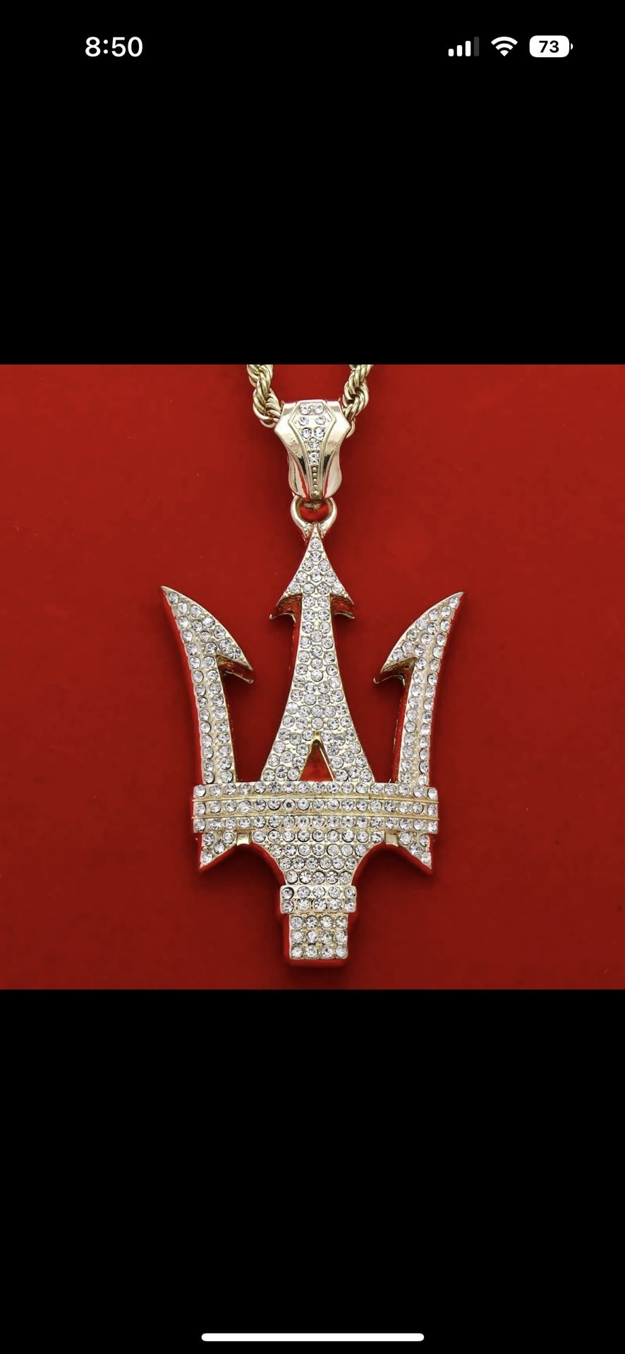 14K Gold Plated With Trident Pendant