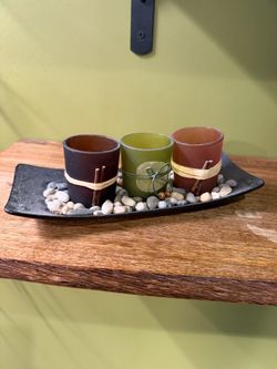 3-Piece Votive Candle Set with Tray
