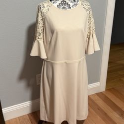 RALPH LAUREN Women Blush Pink Bell Ruffle Sleeve Evening Dress Size 16 AUTHENTIC