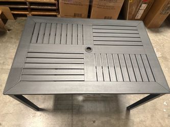 New 48”x32” Outdoor Patio Metal Dining Table with Umbrella Hole